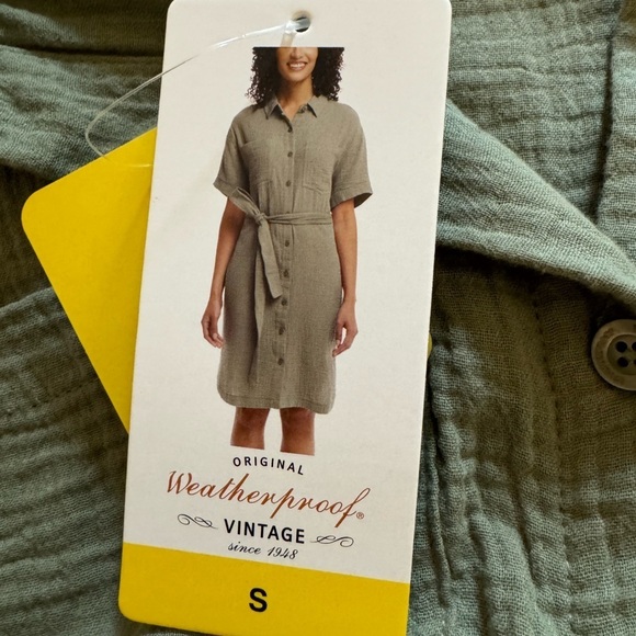 Weatherproof Vintage Ladies' Gauze Dress with belt Size S olive green - Picture 8 of 11